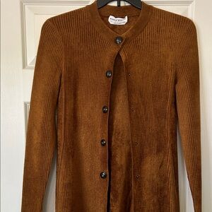 Ribbed Cardigan with Black Buttons